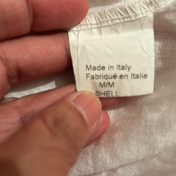 Carina Ricci 100% linen button up short sleeve shirt, made in Italy Sz M - Picture 5 of 7